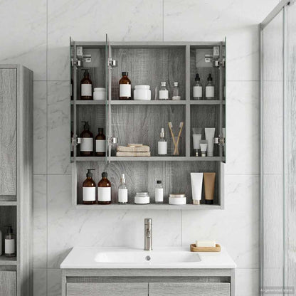 Bathroom Mirror Cabinet with Door Grey Sonoma 60 x 14.5 x 70 cm