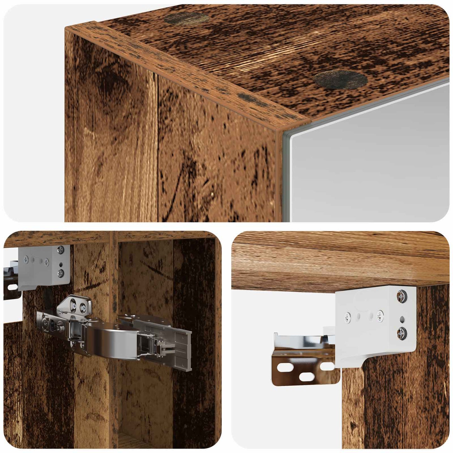 Bathroom Mirror Cabinet with Shelf Old Wood 60 x 14.5 x 70 cm