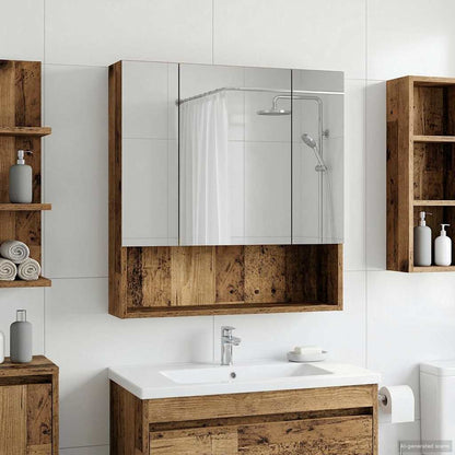 Bathroom Mirror Cabinet with Shelf Old Wood 60 x 14.5 x 70 cm