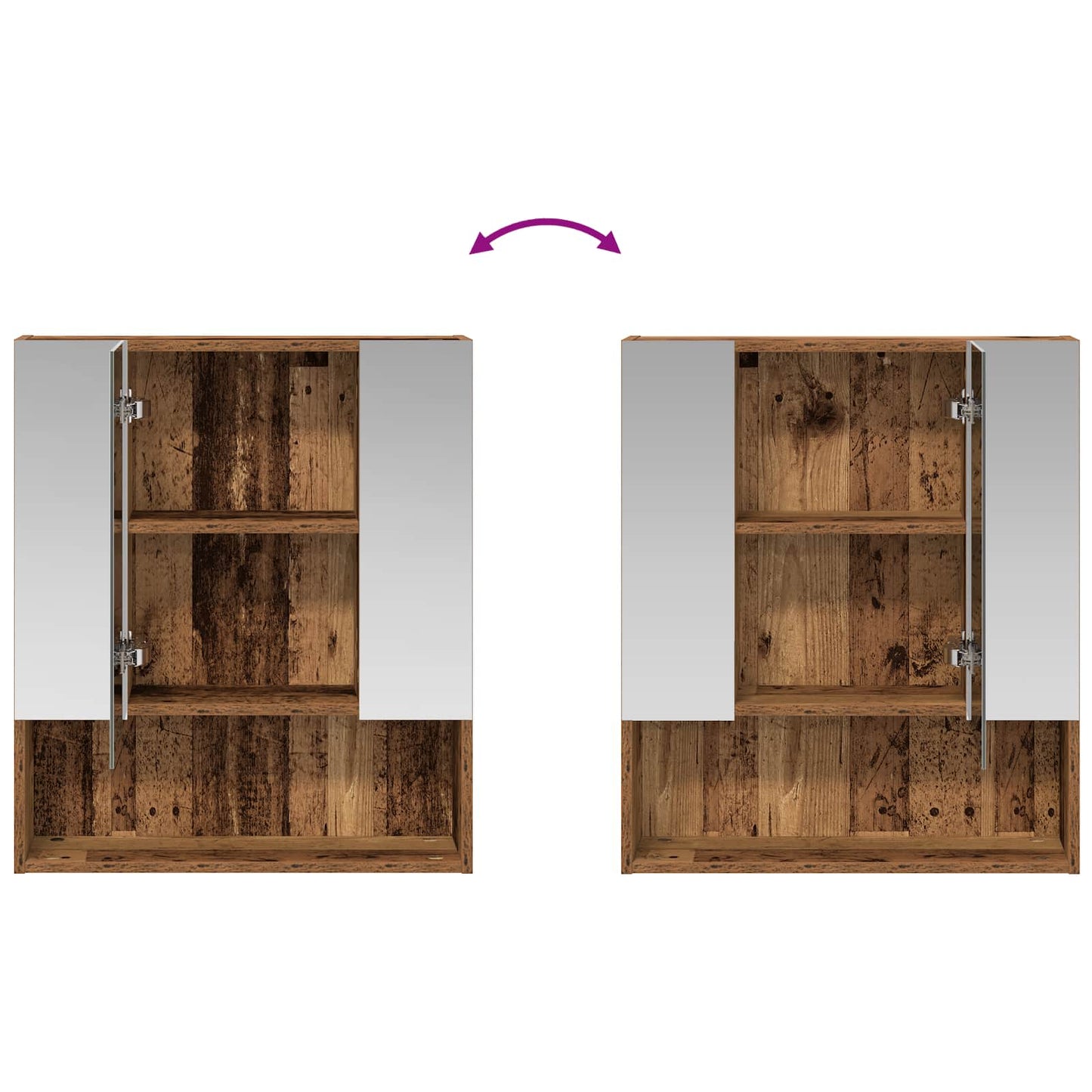 Bathroom Mirror Cabinet with Shelf Old Wood 60 x 14.5 x 70 cm