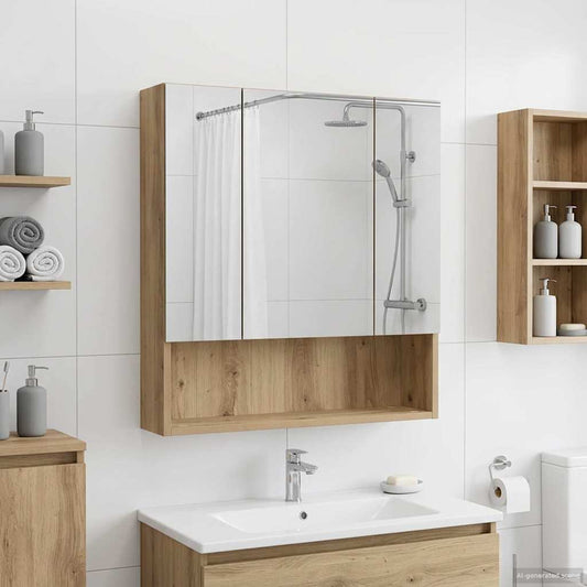 Bathroom Mirror Cabinet Artisan Oak 60 x 14.5 x 70 cm