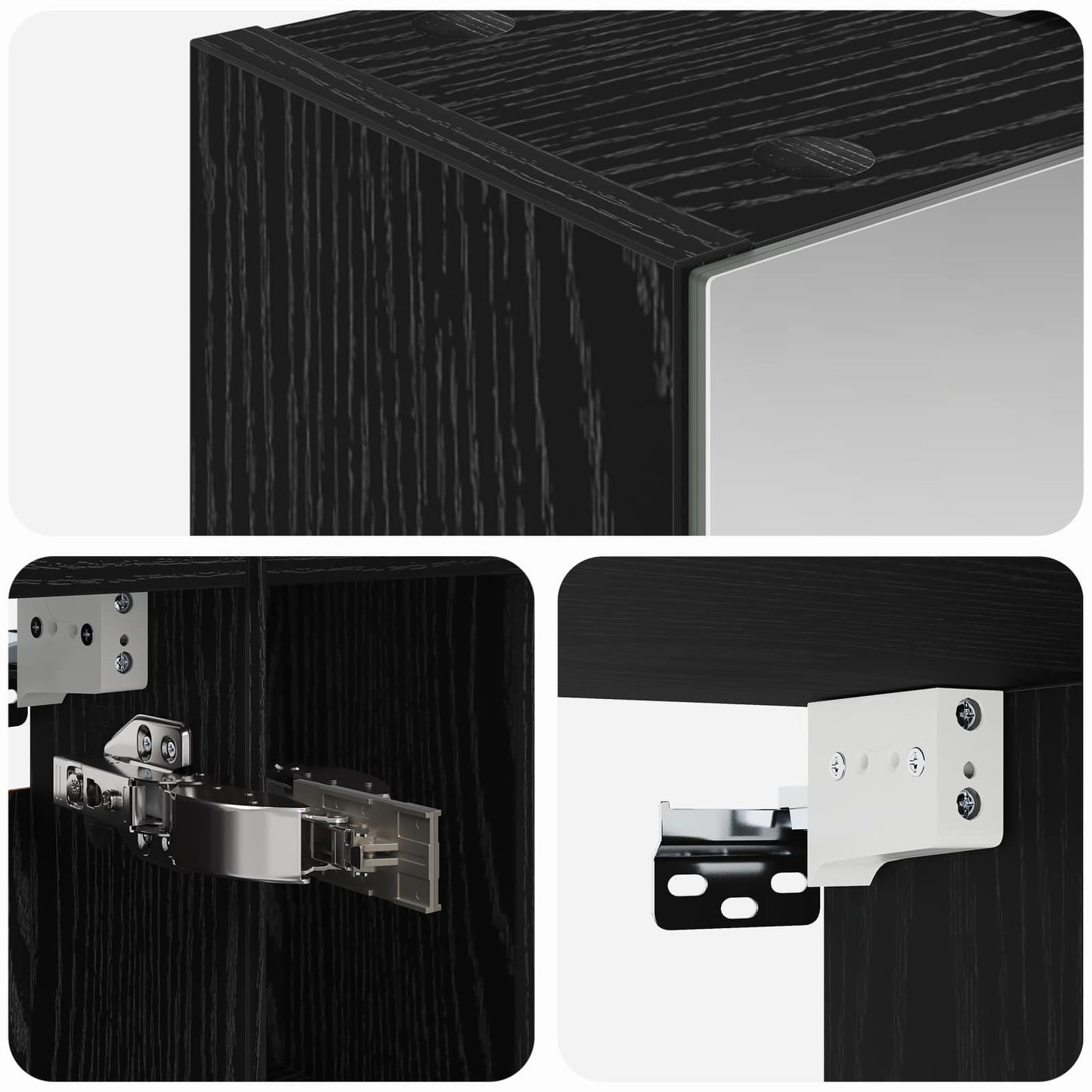 Bathroom Mirror Cabinet with Shelf Black Oak 60 x 14.5 x 70 cm