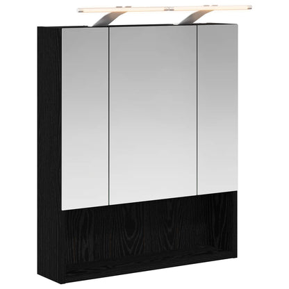 Bathroom Mirror Cabinet with Shelf Black Oak 60 x 14.5 x 70 cm
