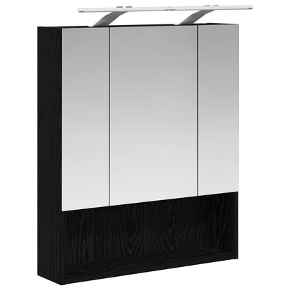 Bathroom Mirror Cabinet with Shelf Black Oak 60 x 14.5 x 70 cm