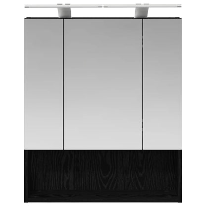 Bathroom Mirror Cabinet with Shelf Black Oak 60 x 14.5 x 70 cm