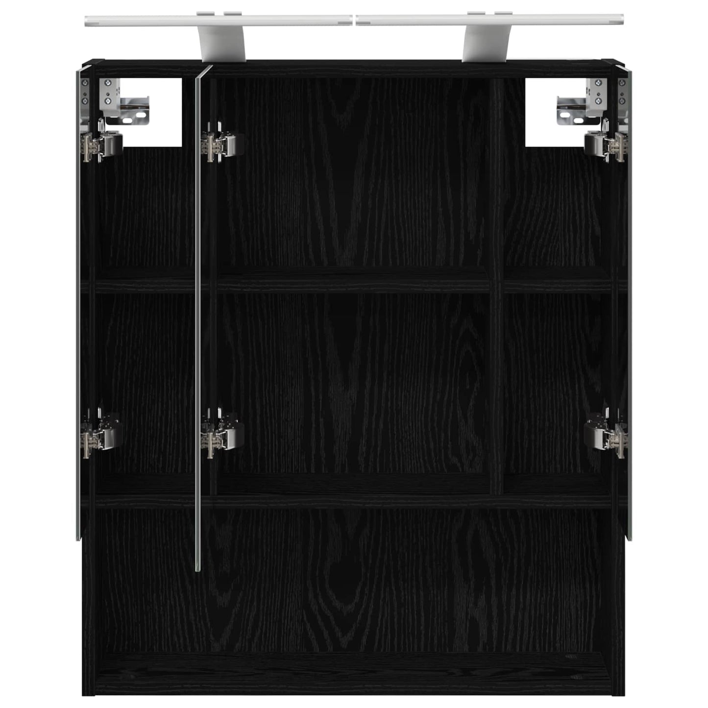 Bathroom Mirror Cabinet with Shelf Black Oak 60 x 14.5 x 70 cm