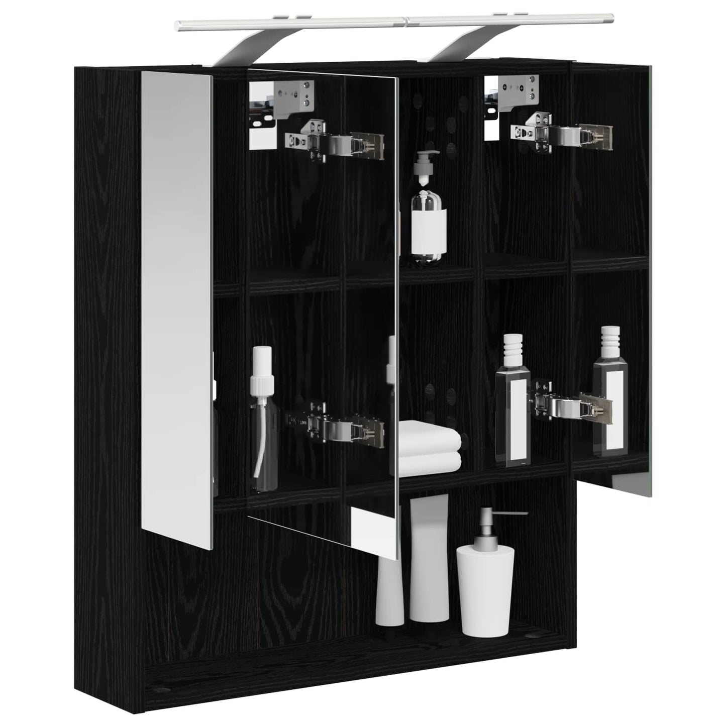 Bathroom Mirror Cabinet with Shelf Black Oak 60 x 14.5 x 70 cm