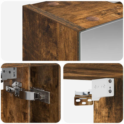 Bathroom Mirror Cabinet with Shelf Smoked Oak 60 x 14.5 x 70 cm