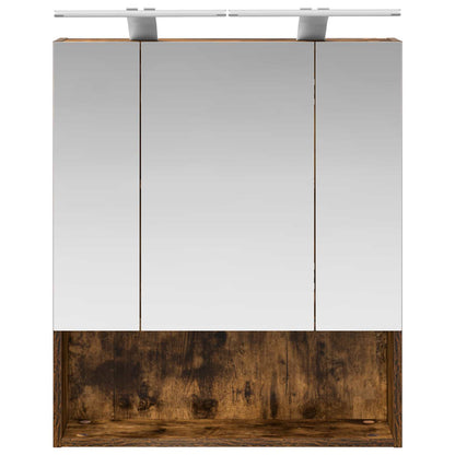 Bathroom Mirror Cabinet with Shelf Smoked Oak 60 x 14.5 x 70 cm