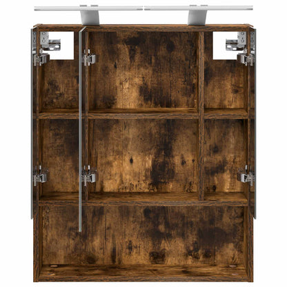 Bathroom Mirror Cabinet with Shelf Smoked Oak 60 x 14.5 x 70 cm