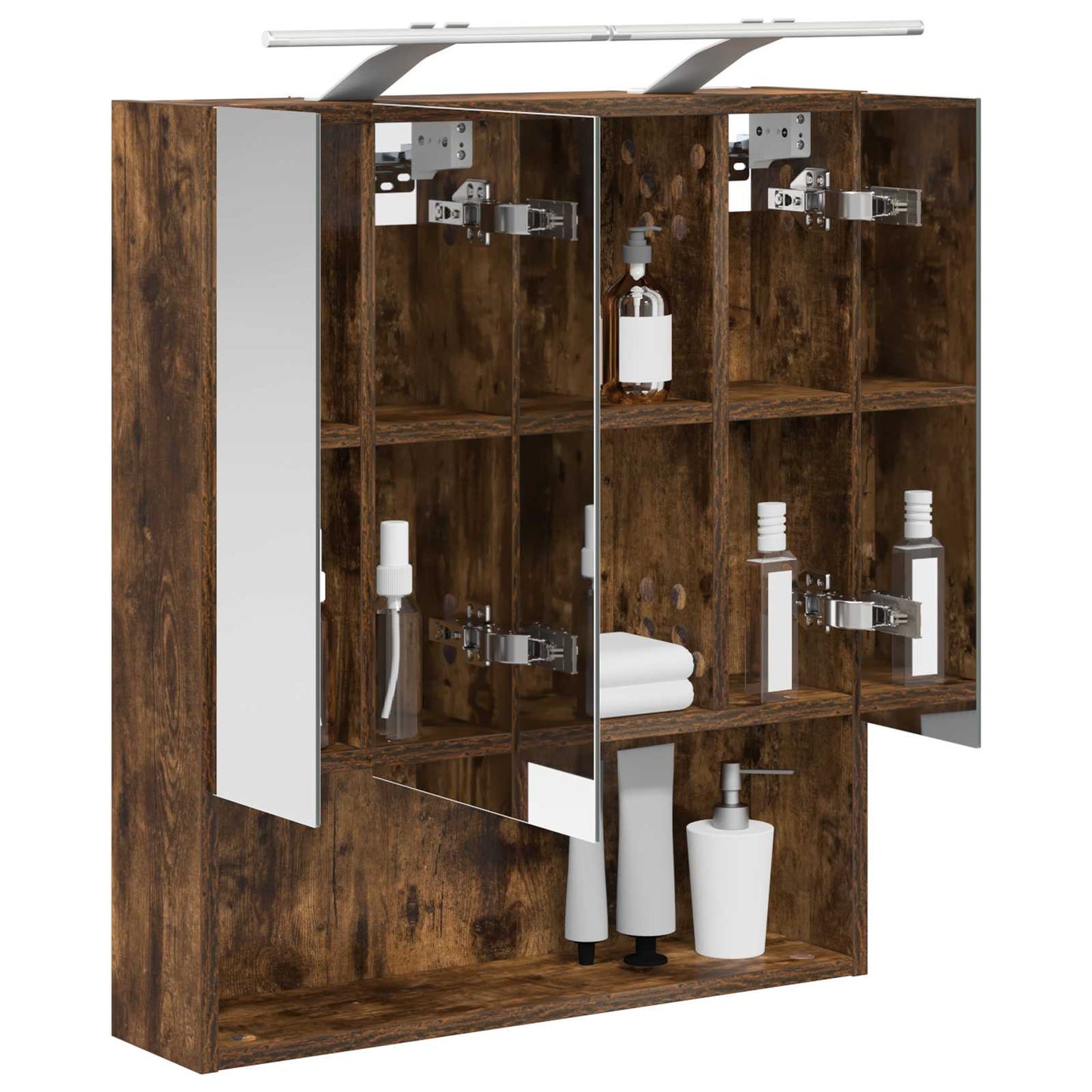 Bathroom Mirror Cabinet with Shelf Smoked Oak 60 x 14.5 x 70 cm
