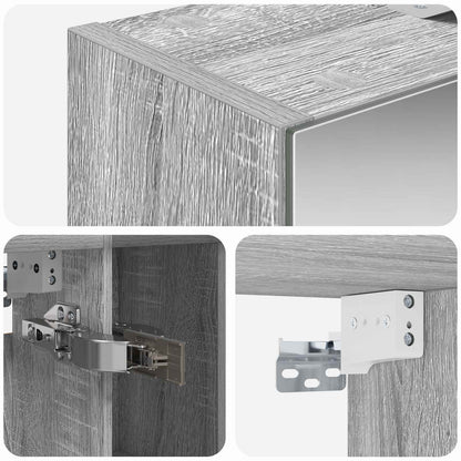 Bathroom Mirror Cabinet with Door Grey Sonoma 60 x 14.5 x 70 cm