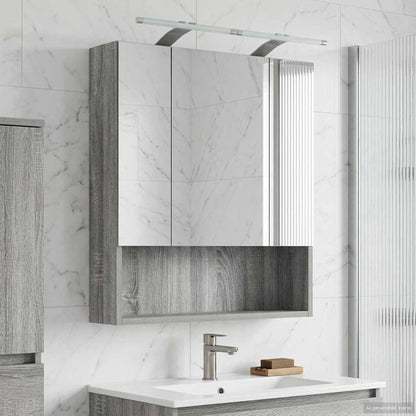Bathroom Mirror Cabinet with Door Grey Sonoma 60 x 14.5 x 70 cm