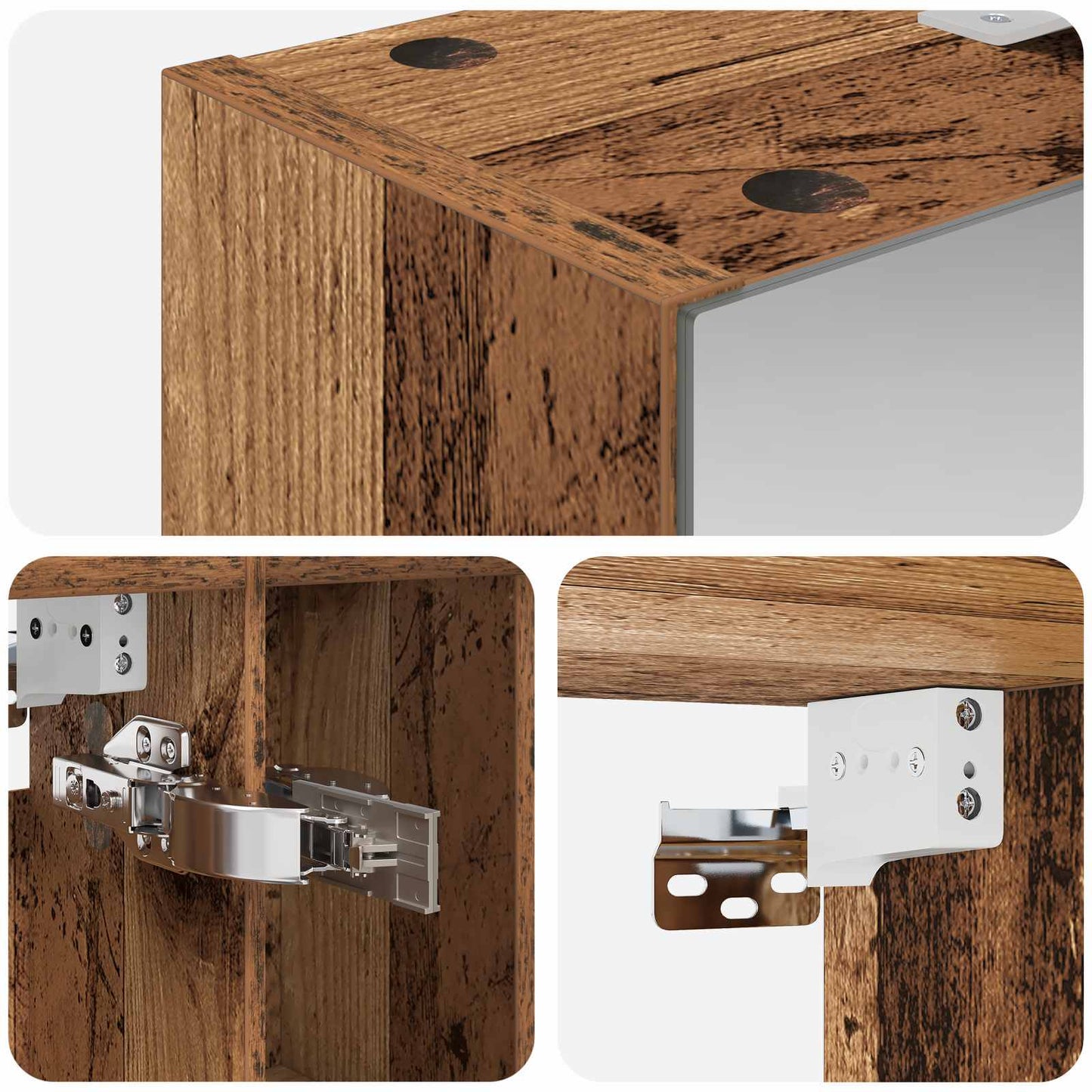 Bathroom Mirror Cabinet with Shelf Old Wood 60 x 14.5 x 70 cm