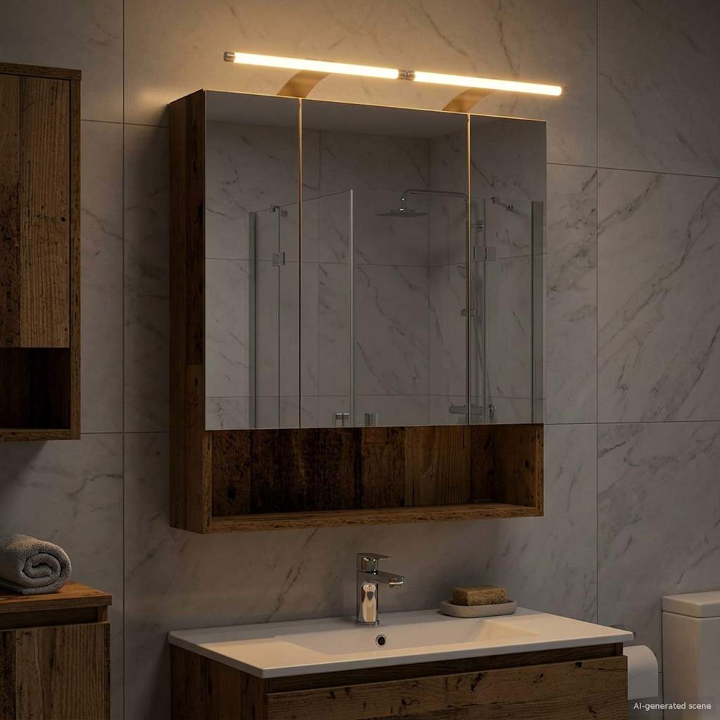 Bathroom Mirror Cabinet with Shelf Old Wood 60 x 14.5 x 70 cm