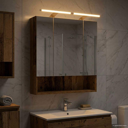 Bathroom Mirror Cabinet with Shelf Old Wood 60 x 14.5 x 70 cm