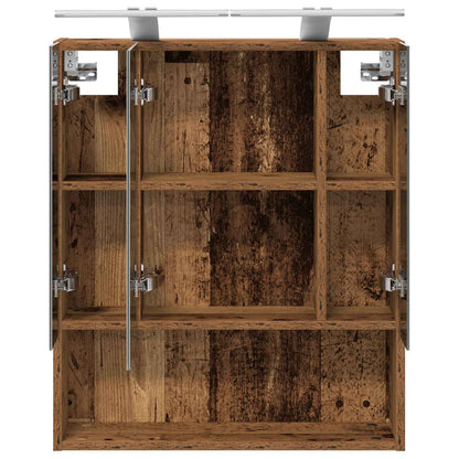 Bathroom Mirror Cabinet with Shelf Old Wood 60 x 14.5 x 70 cm