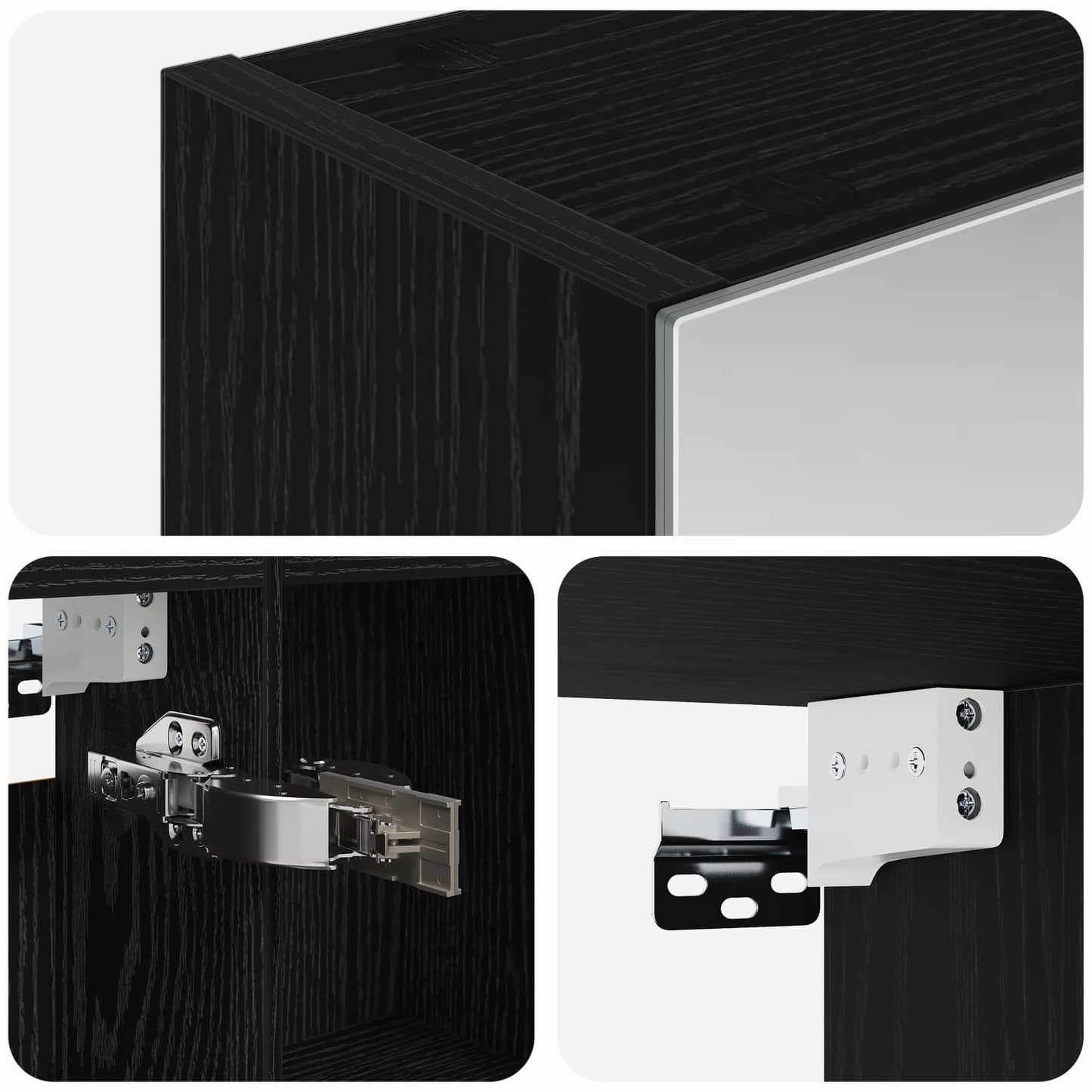 Bathroom Mirror Cabinet with Shelf Black Oak 50 x 14.5 x 70 cm