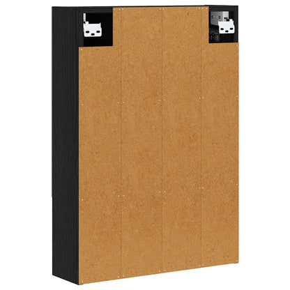 Bathroom Mirror Cabinet with Shelf Black Oak 50 x 14.5 x 70 cm