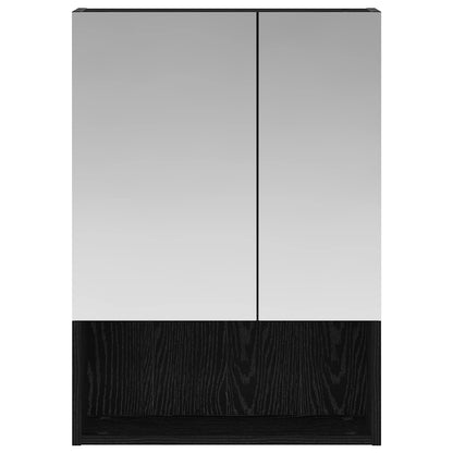 Bathroom Mirror Cabinet with Shelf Black Oak 50 x 14.5 x 70 cm