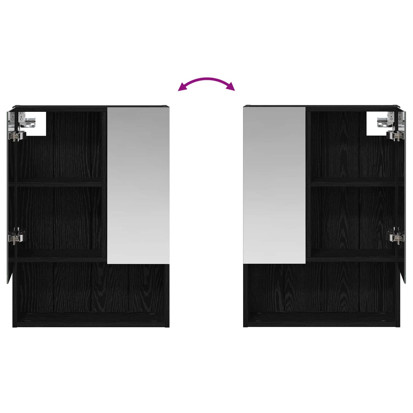 Bathroom Mirror Cabinet with Shelf Black Oak 50 x 14.5 x 70 cm