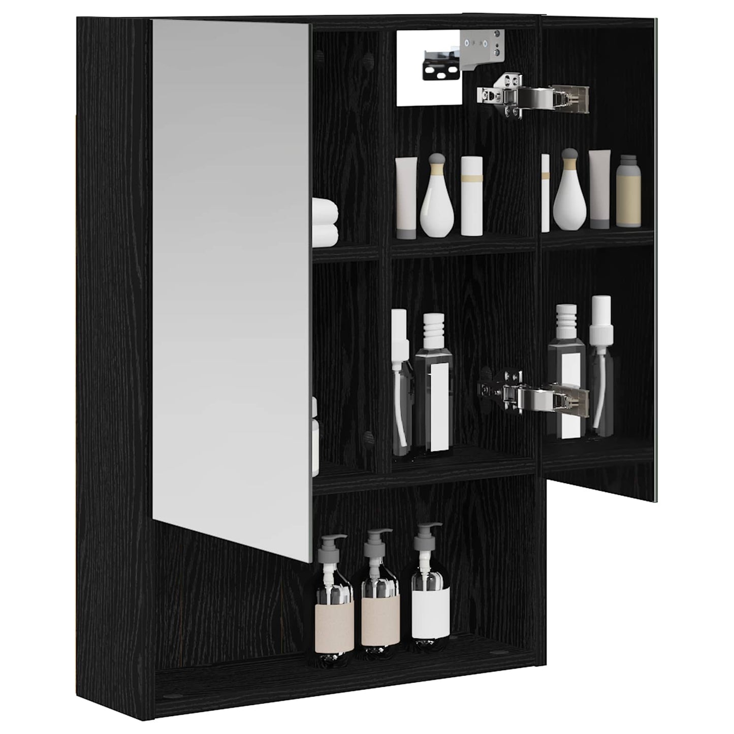 Bathroom Mirror Cabinet with Shelf Black Oak 50 x 14.5 x 70 cm