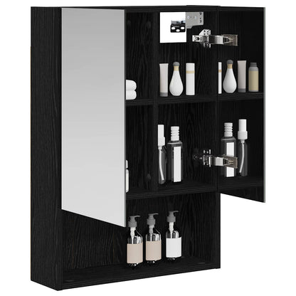Bathroom Mirror Cabinet with Shelf Black Oak 50 x 14.5 x 70 cm