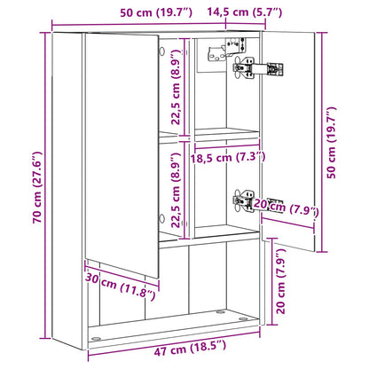 Bathroom Mirror Cabinet with Shelf Sonoma Oak 50 x 14.5 x 70 cm