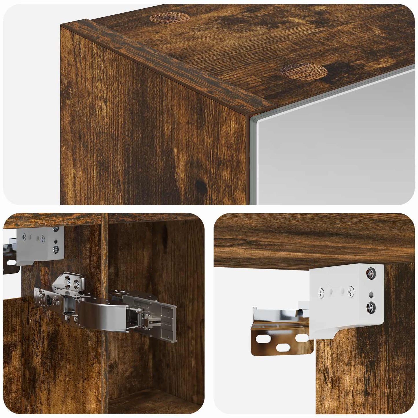 Bathroom Mirror Cabinet with Shelf Smoked Oak 50 x 14.5 x 70 cm