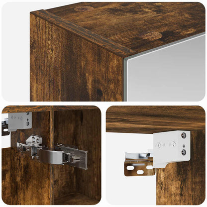 Bathroom Mirror Cabinet with Shelf Smoked Oak 50 x 14.5 x 70 cm
