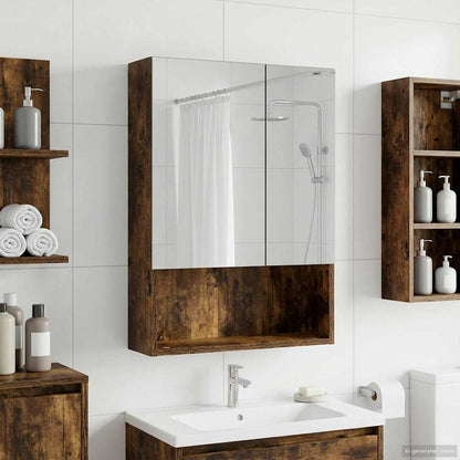 Bathroom Mirror Cabinet with Shelf Smoked Oak 50 x 14.5 x 70 cm