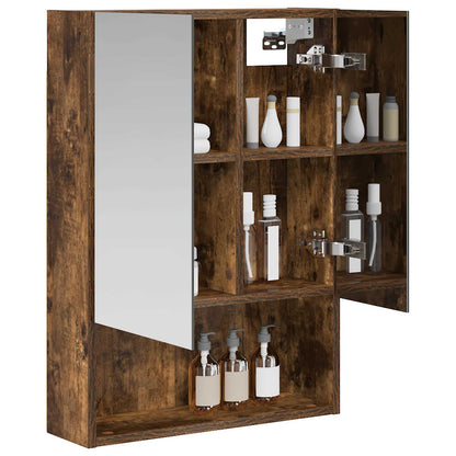 Bathroom Mirror Cabinet with Shelf Smoked Oak 50 x 14.5 x 70 cm