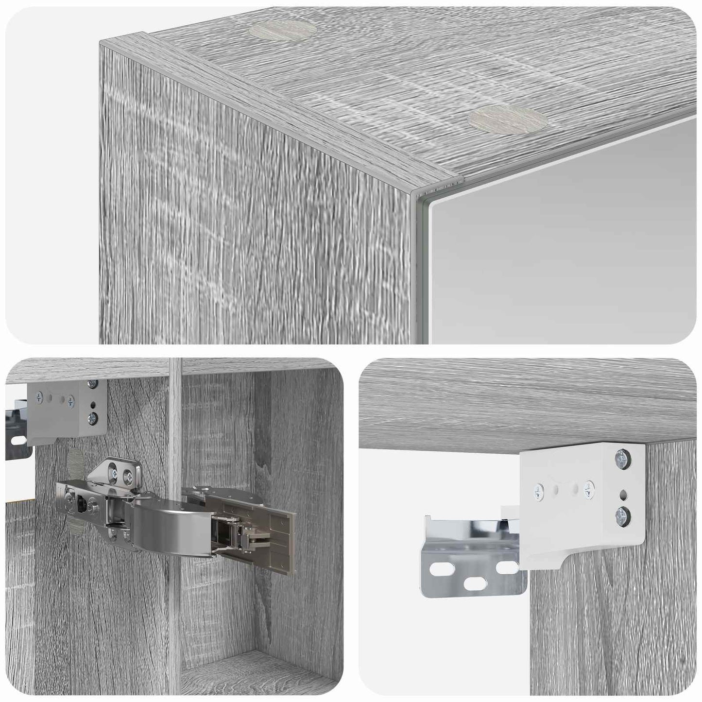 Bathroom Mirror Cabinet with Door Grey Sonoma 50 x 14.5 x 70 cm