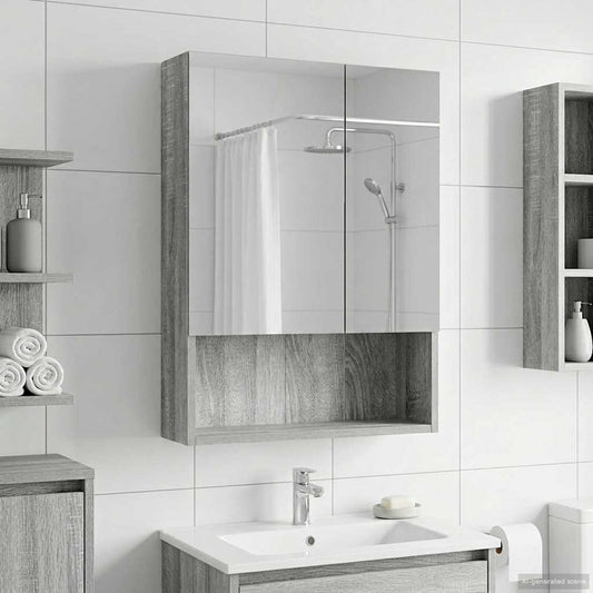 Bathroom Mirror Cabinet with Door Grey Sonoma 50 x 14.5 x 70 cm