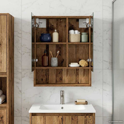 Bathroom Mirror Cabinet with Shelf Old Wood 50 x 14.5 x 70 cm