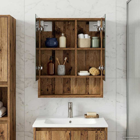 Bathroom Mirror Cabinet Old Wood 50 x 14.5 x 70 cm
