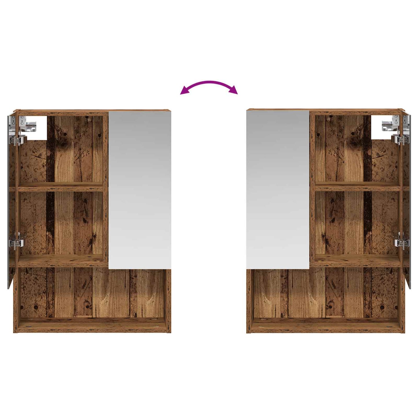 Bathroom Mirror Cabinet with Shelf Old Wood 50 x 14.5 x 70 cm