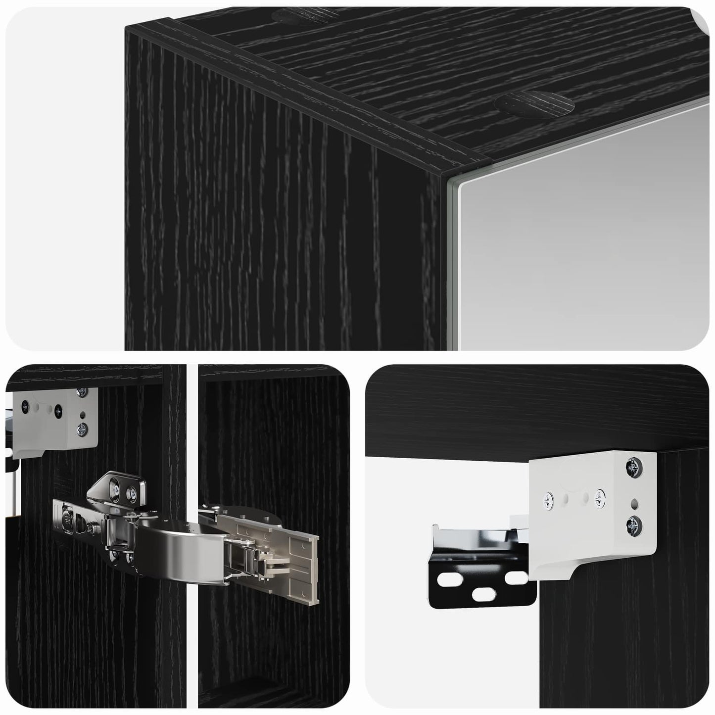 Bathroom Mirror Cabinet with Shelf Black Oak 50 x 14.5 x 70 cm