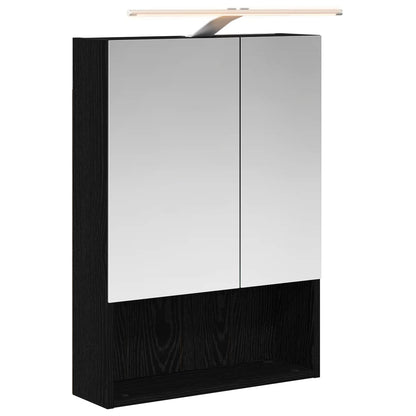 Bathroom Mirror Cabinet with Shelf Black Oak 50 x 14.5 x 70 cm