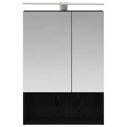 Bathroom Mirror Cabinet with Shelf Black Oak 50 x 14.5 x 70 cm