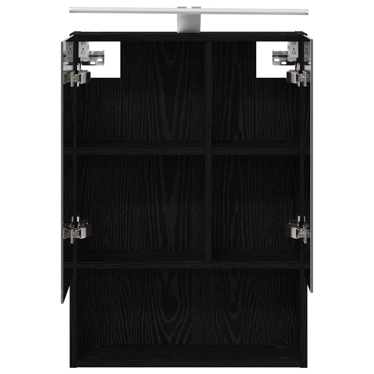 Bathroom Mirror Cabinet with Shelf Black Oak 50 x 14.5 x 70 cm