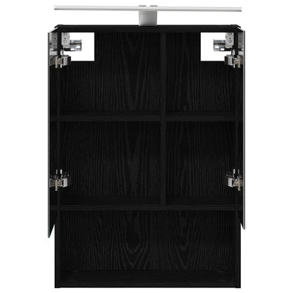 Bathroom Mirror Cabinet with Shelf Black Oak 50 x 14.5 x 70 cm