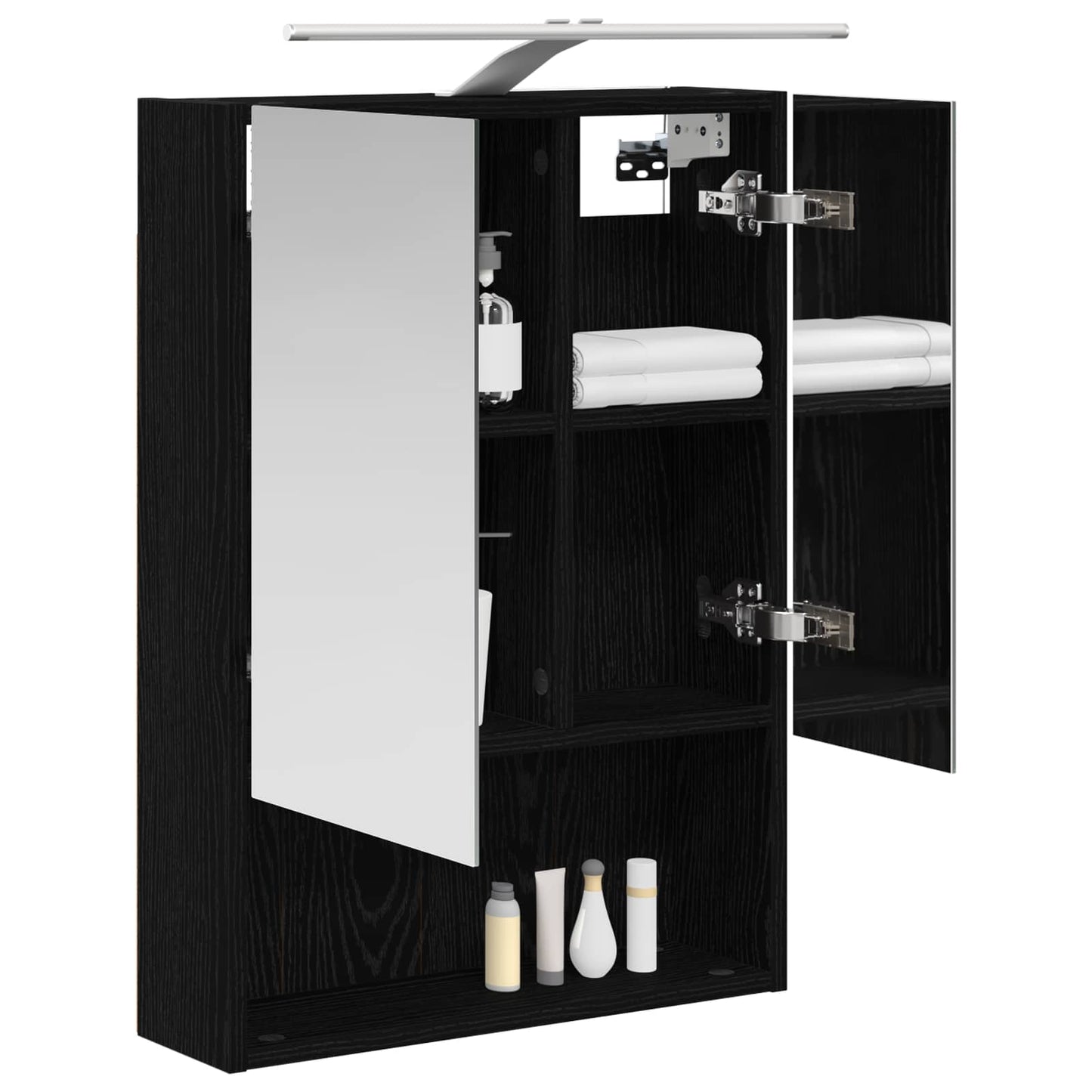 Bathroom Mirror Cabinet with Shelf Black Oak 50 x 14.5 x 70 cm