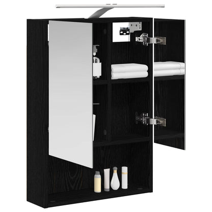 Bathroom Mirror Cabinet with Shelf Black Oak 50 x 14.5 x 70 cm