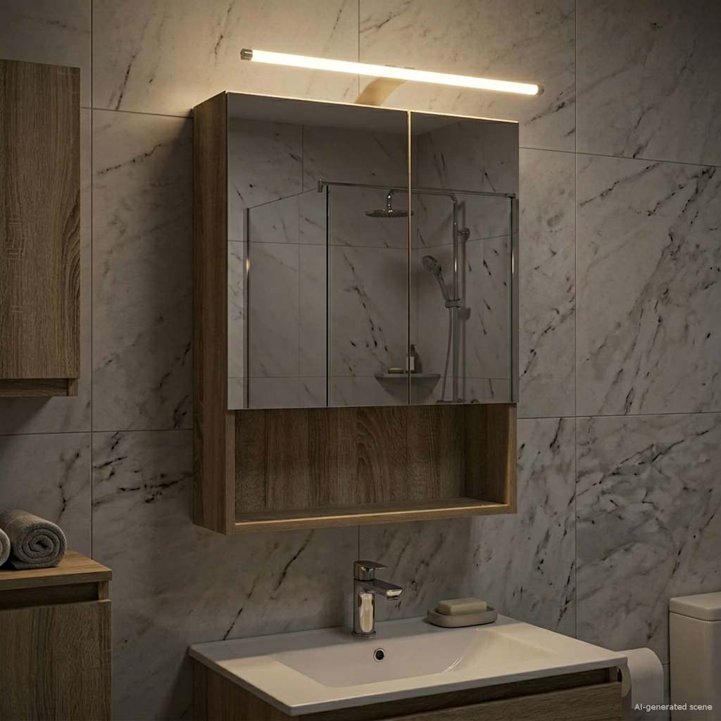 Bathroom Mirror Cabinet with Shelf Sonoma Oak 50 x 14.5 x 70 cm