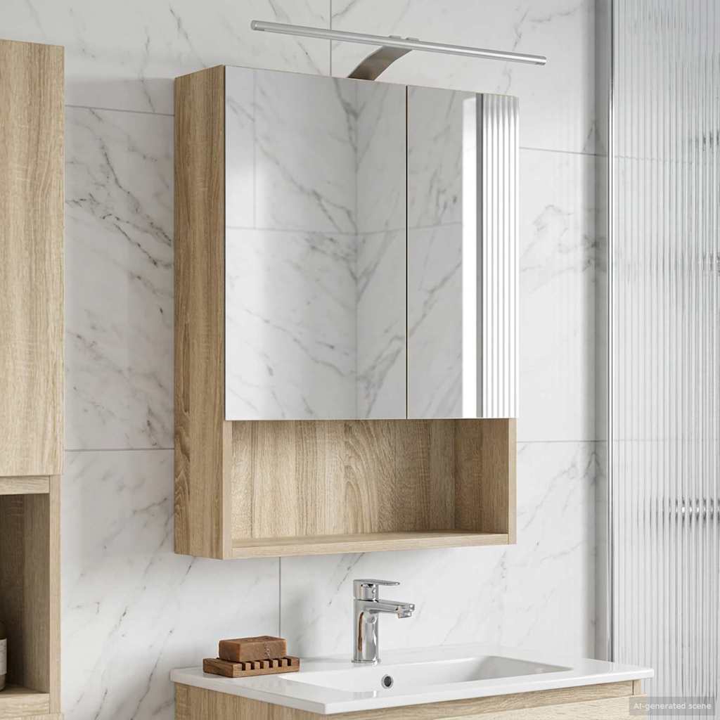 Bathroom Mirror Cabinet with Shelf Sonoma Oak 50 x 14.5 x 70 cm