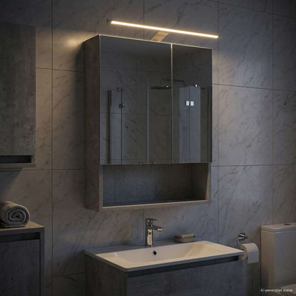 Bathroom Mirror Cabinet Concrete Grey 50 x 14.5 x 70 cm