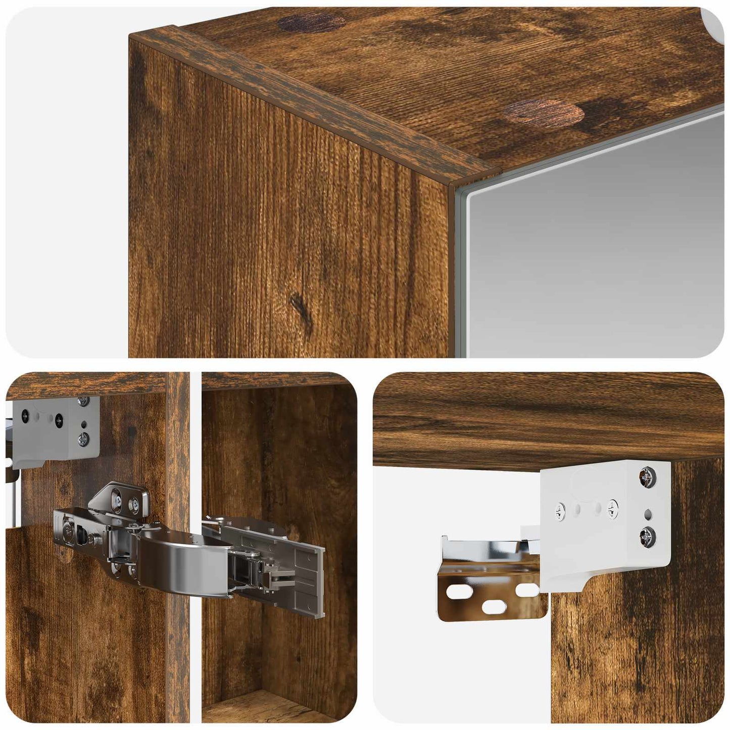 Bathroom Mirror Cabinet with Shelf Smoked Oak 50 x 14.5 x 70 cm