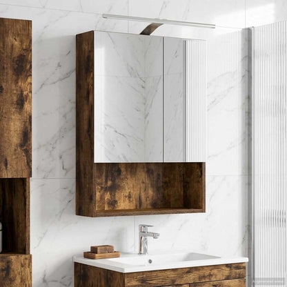 Bathroom Mirror Cabinet with Shelf Smoked Oak 50 x 14.5 x 70 cm