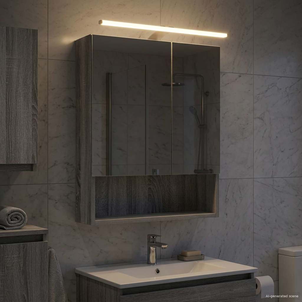 Bathroom Mirror Cabinet with Door Grey Sonoma 50 x 14.5 x 70 cm